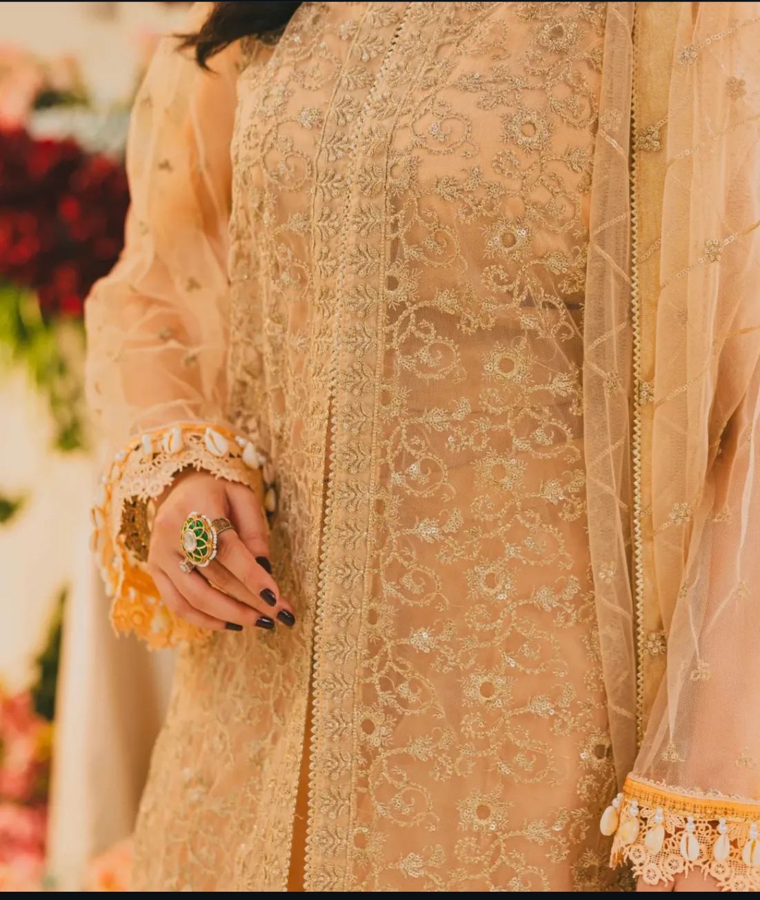Fawn Embroidered Net Lehenga – H&A Formal Collection