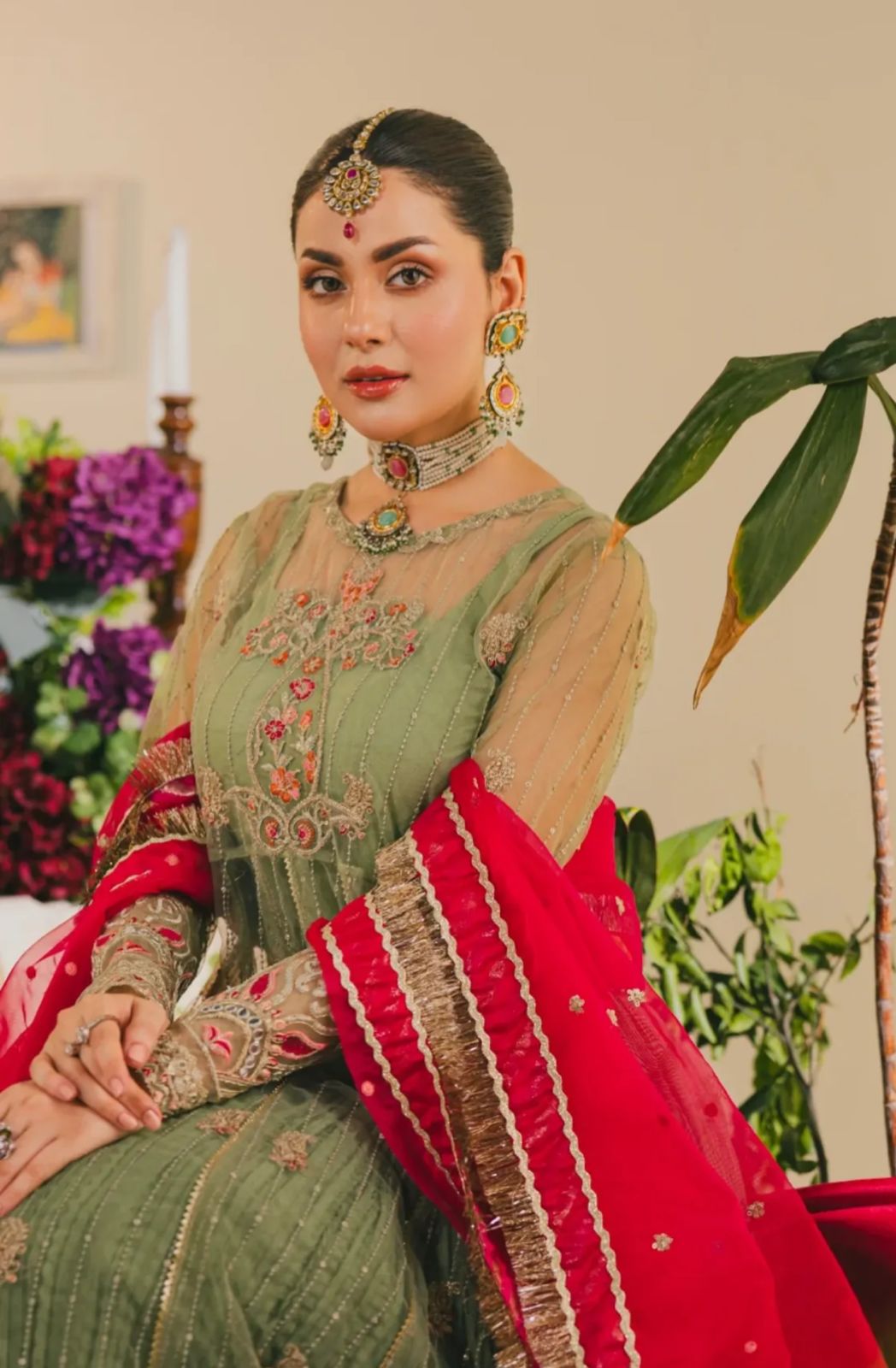 Light Green Embroidered Net Lehenga – H&A Formal Collection