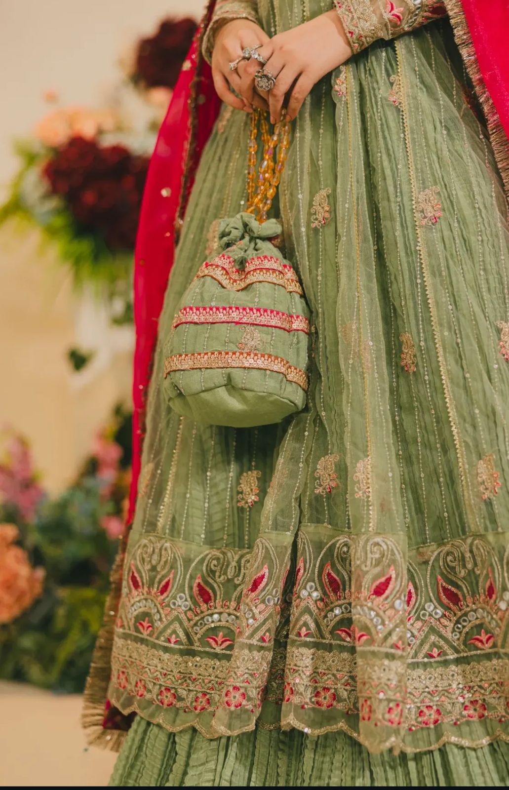 Light Green Embroidered Net Lehenga – H&A Formal Collection