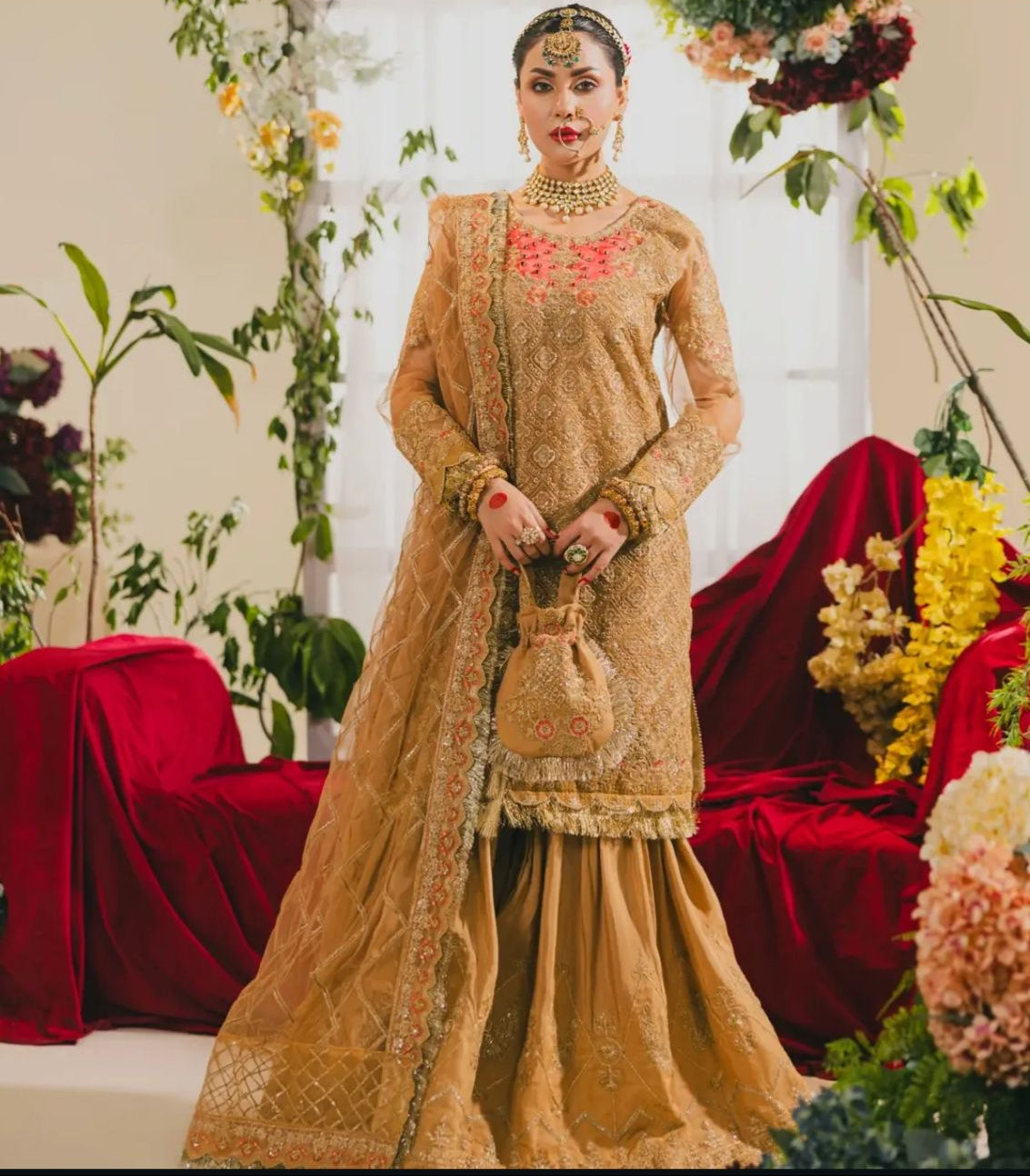 Termite Beige Embroidered Sharara Set – H&A Formal Collection