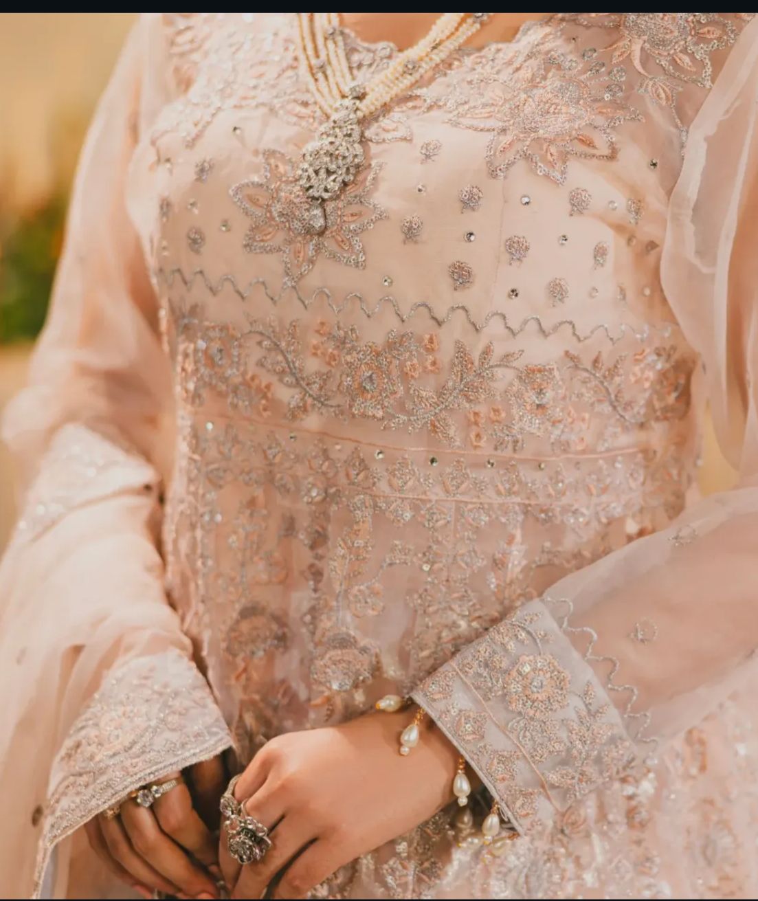 Mah-e-Noor Peach Luxe Embroidered Lehenga – H&A Formal Collection