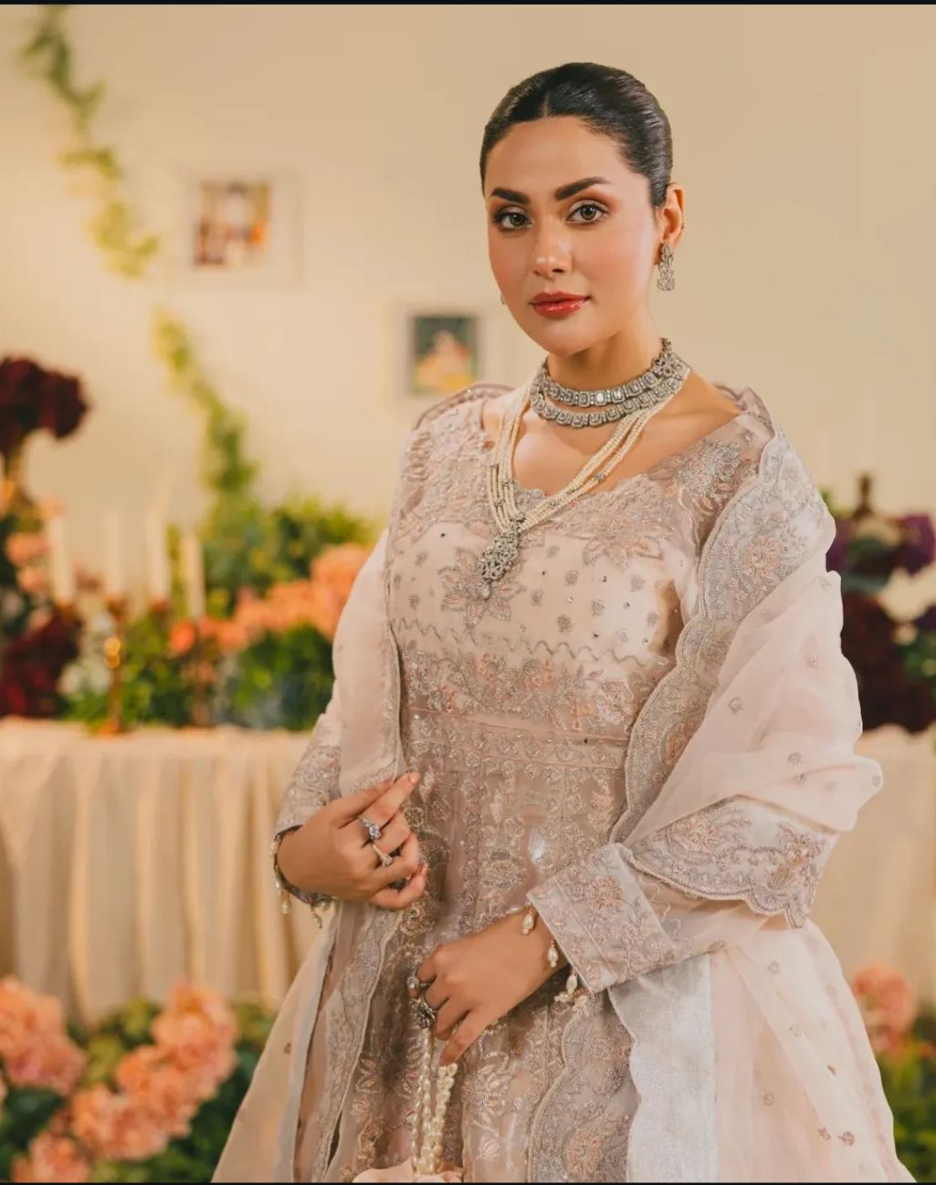 Mah-e-Noor Peach Luxe Embroidered Lehenga – H&A Formal Collection