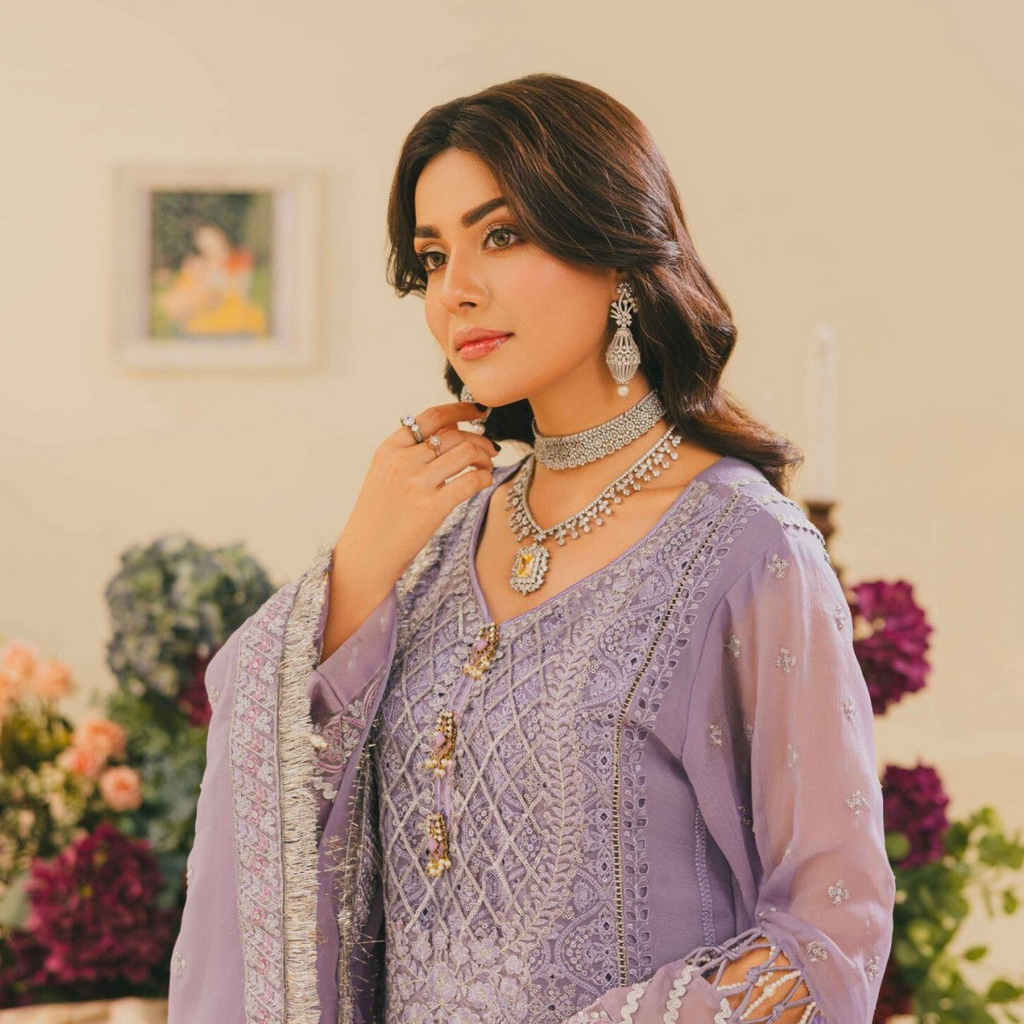 Lilac Embroidered Lehenga Set – H&A Formal Collection