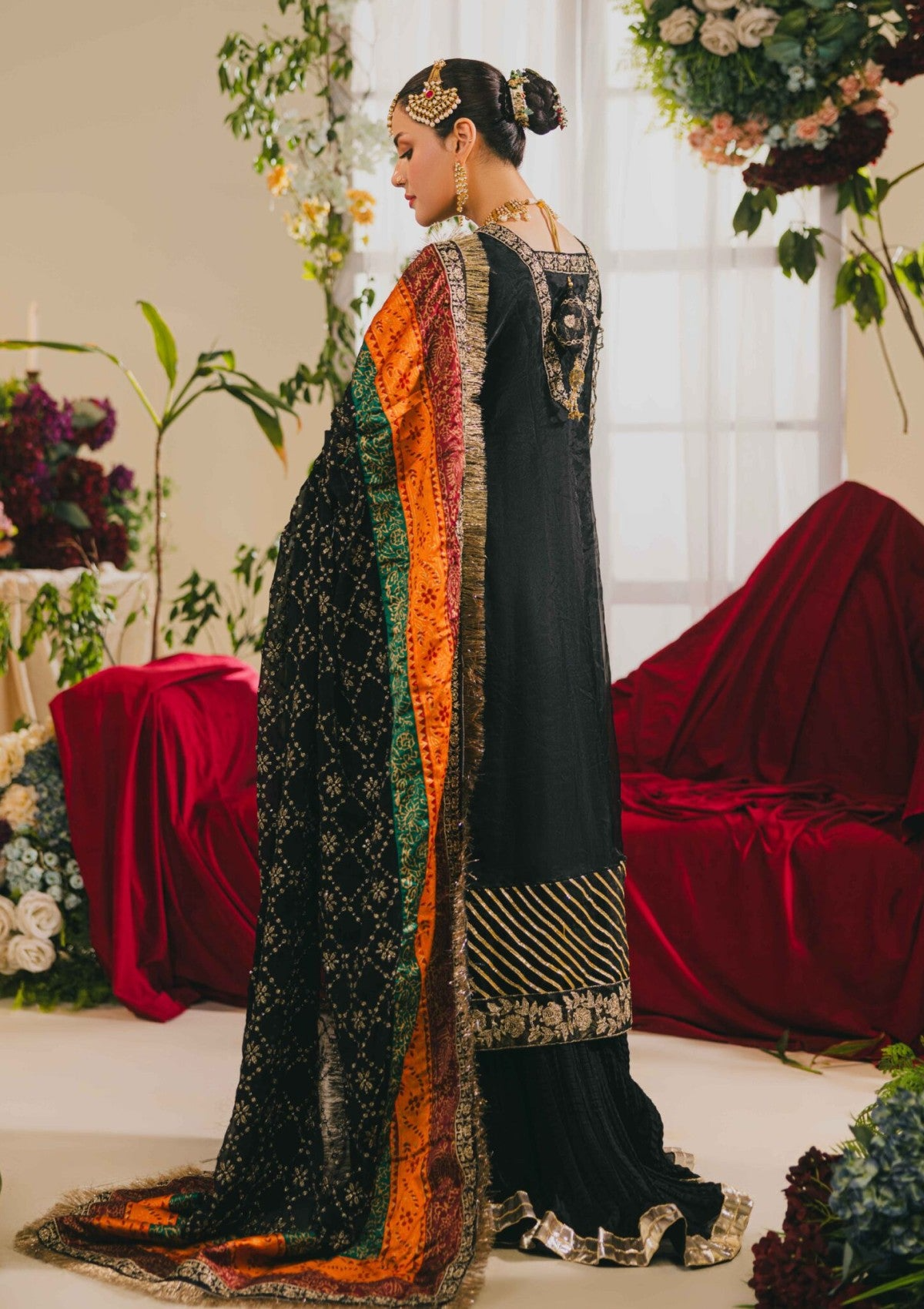 Black Embroidered Sharara Set – H&A Formal Collection