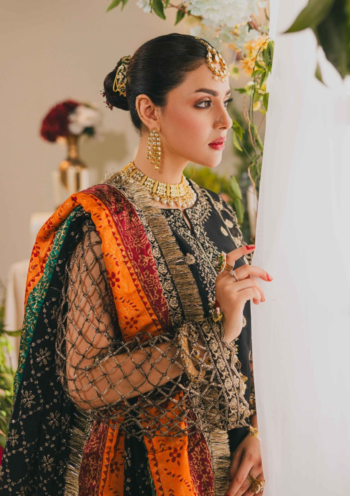Black Embroidered Sharara Set – H&A Formal Collection