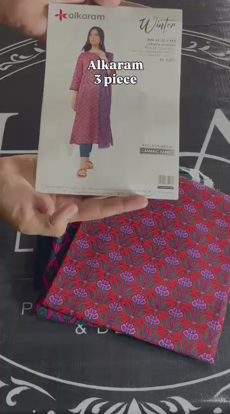 Alkaram red khaddar 3-piece unstitched suit - product video