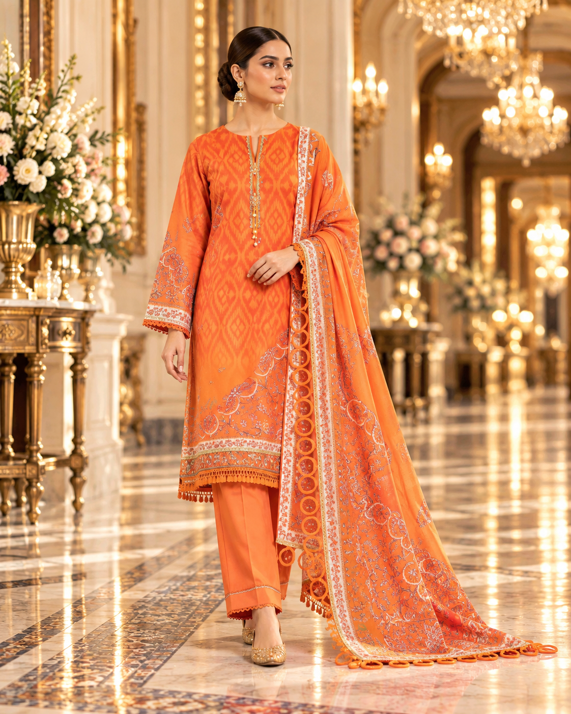 SAYA 3-piece printed linen suit article 42404931 model view