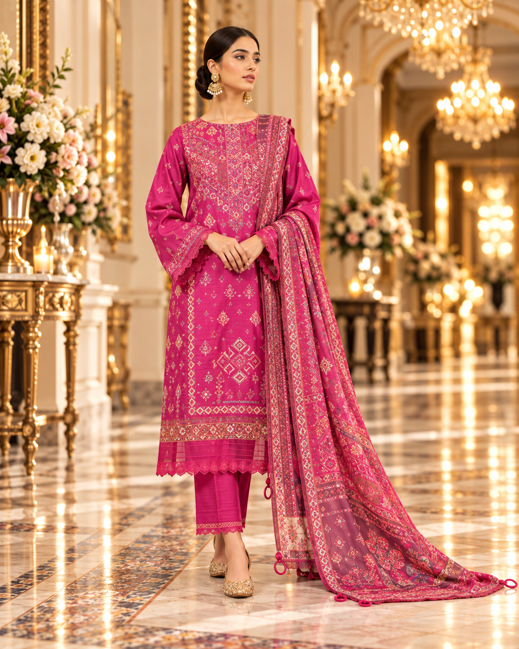 SAYA 3-piece printed linen suit article 42404932 model view