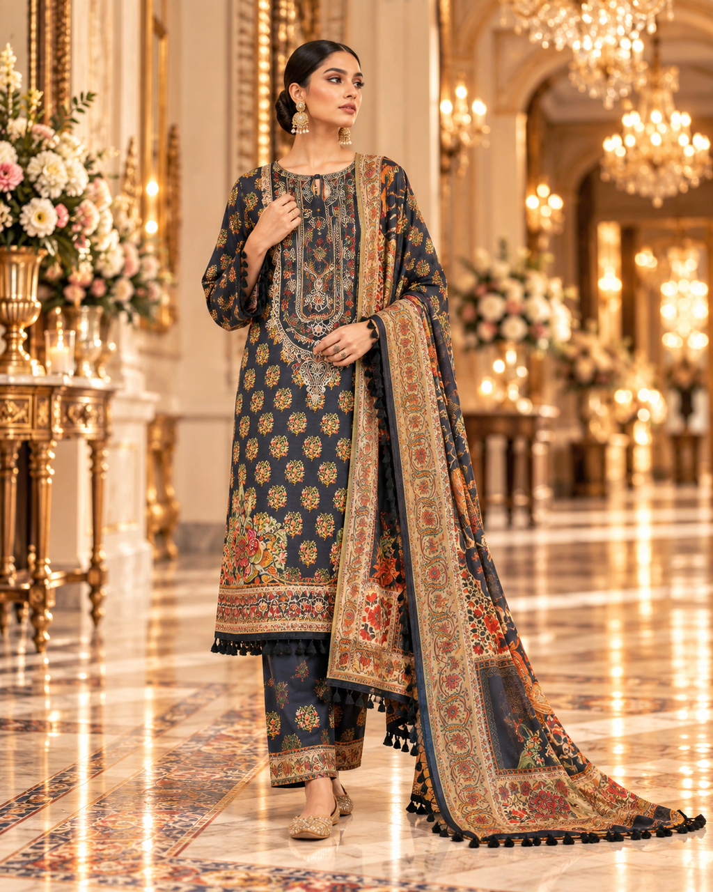 SAYA 3-piece printed linen suit article 42404935 model view