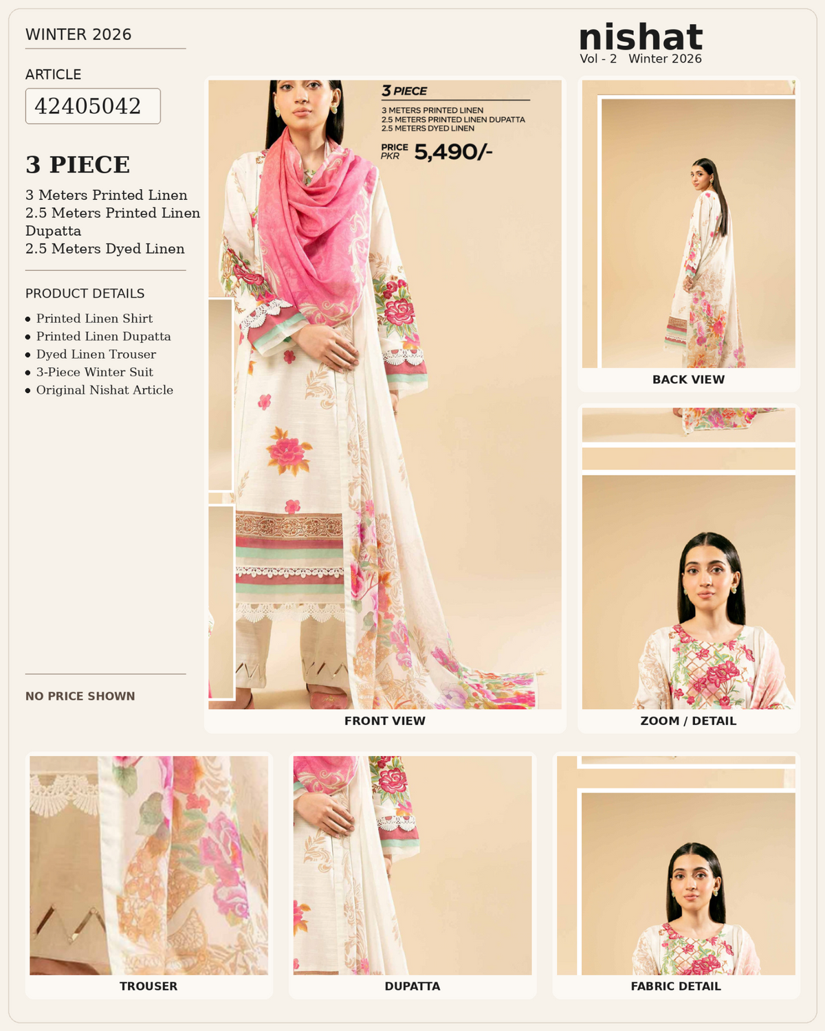 SAYA 3-piece printed linen suit article 42405042 product details