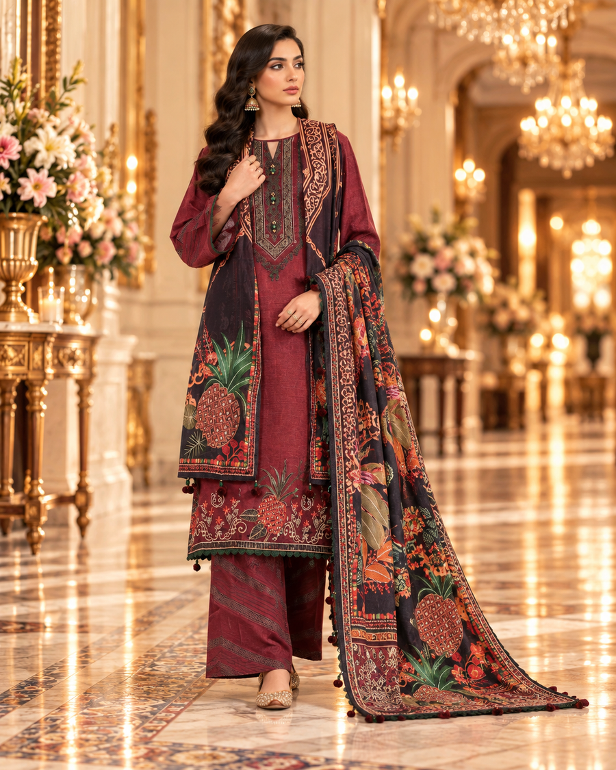 SAYA 3-piece printed linen suit article 42405050 model view