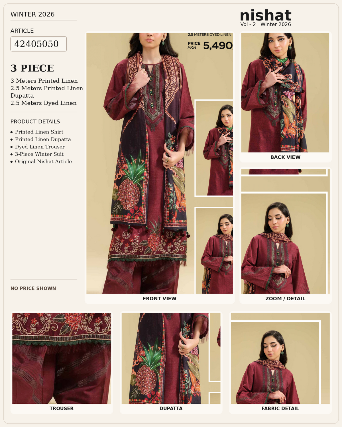 SAYA 3-piece printed linen suit article 42405050 product details