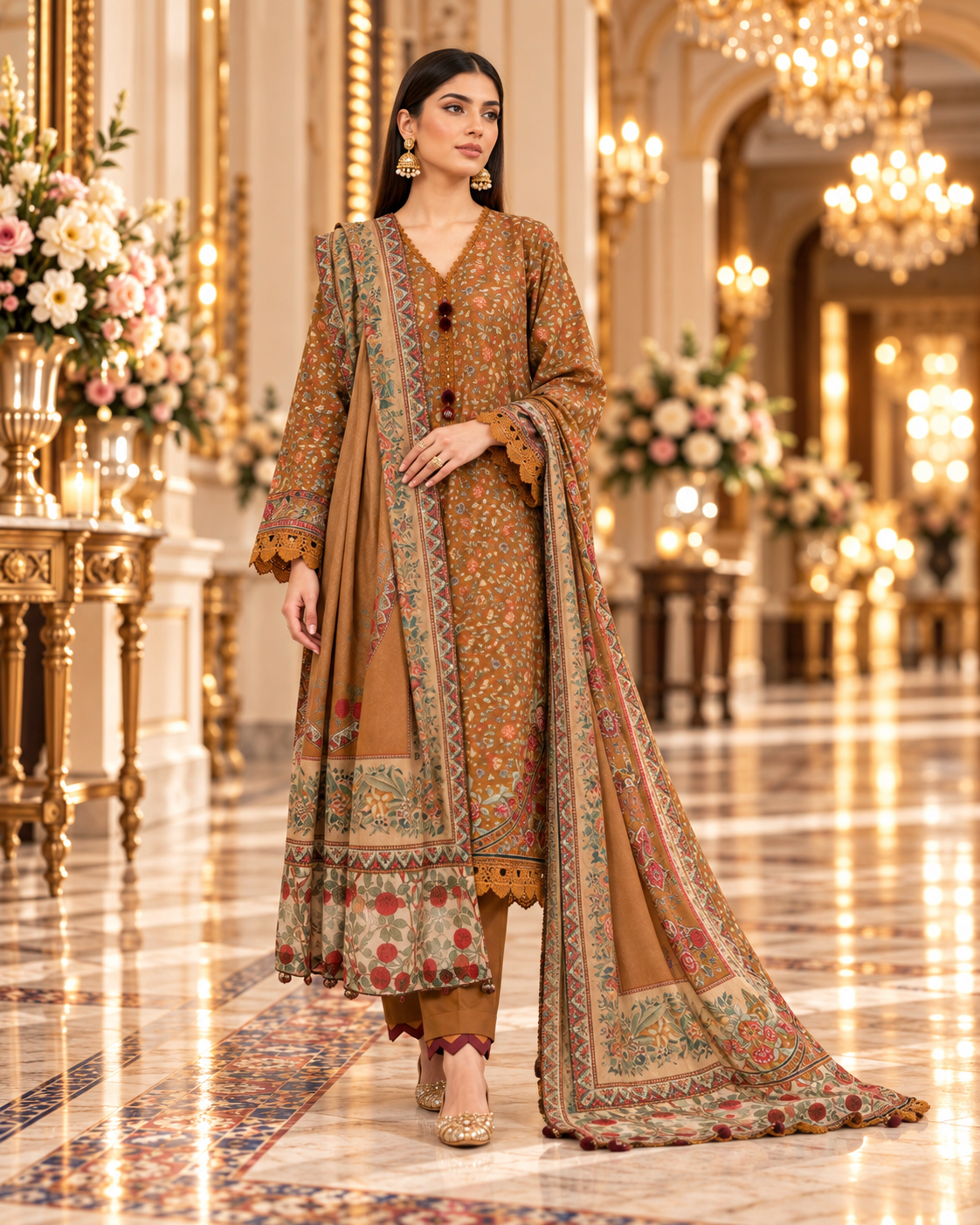 SAYA 3-piece printed linen suit article 42405051 model view