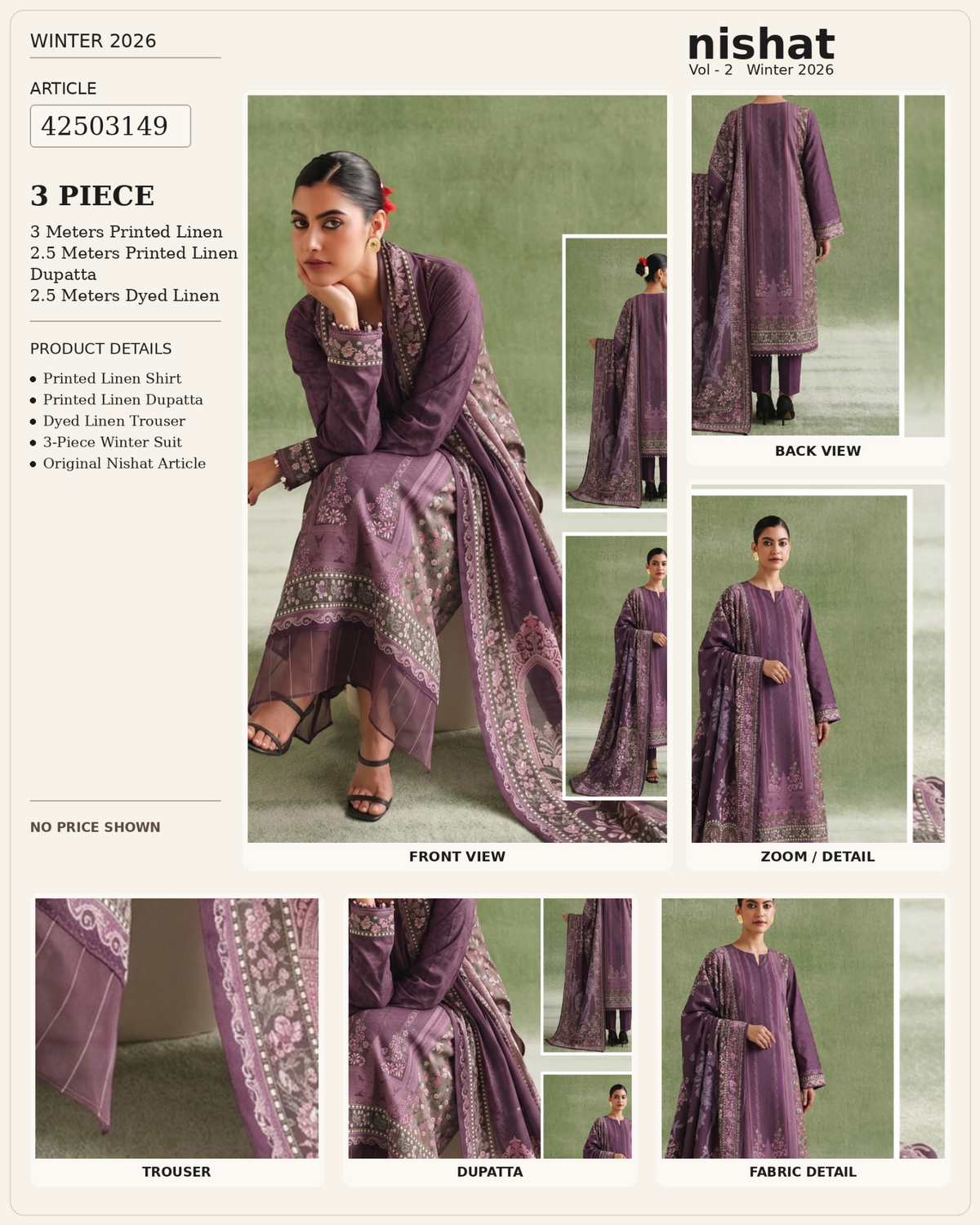 SAYA 3-piece printed linen suit article 42503149 product details